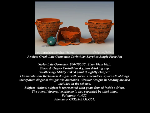 Greek Late Geometric Animal Collection Single Piece Pottery 3D Model