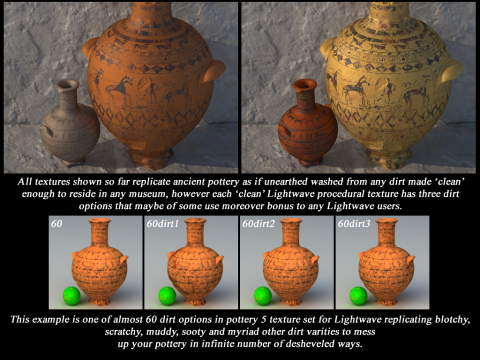 Greek Late Geometric Animal Collection 6 Piece Pottery 3D 모델