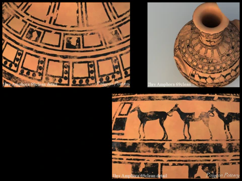 Greek Late Geometric Animal Collection 9 Piece Pottery 3D Model