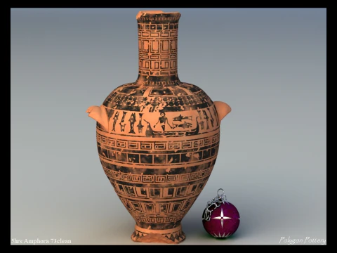 Greek Late Geometric Animal Collection 9 Piece Pottery 3D Model