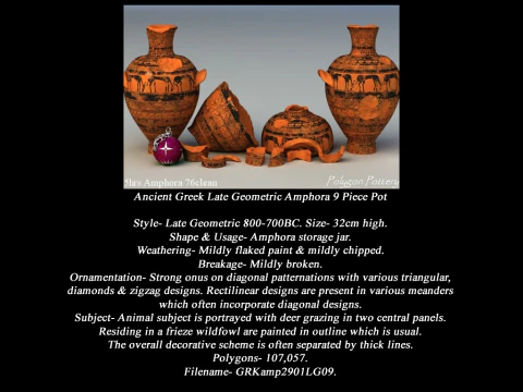 Greek Late Geometric Animal Collection 9 Piece Pottery 3D Model