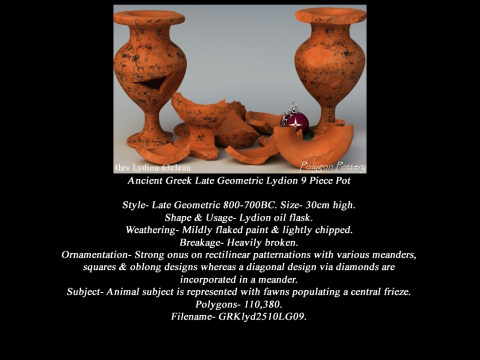 Greek Late Geometric Animal Collection 9 Piece Pottery Modello 3D
