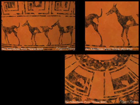 Greek Late Geometric Animal Collection 9 Piece Pottery 3D Model