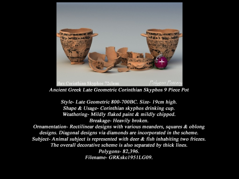 Greek Late Geometric Animal Collection 9 Piece Pottery Modello 3D