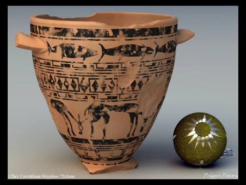 Greek Late Geometric Animal Collection 9 Piece Pottery 3D Model