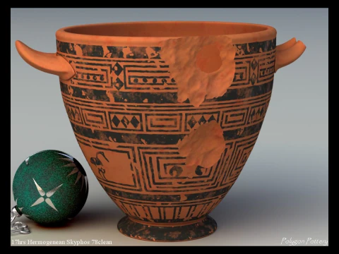 Greek Late Geometric Animal Collection 9 Piece Pottery 3D Model