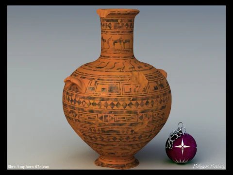 Greek Late Geometric Animal Collection 12 Piece Pottery 3D Model