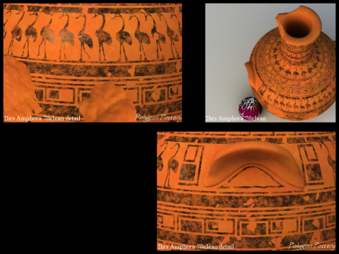 Greek Late Geometric Animal Collection 12 Piece Pottery 3D Модель