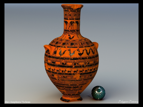 Greek Late Geometric Animal Collection 12 Piece Pottery 3D Модель