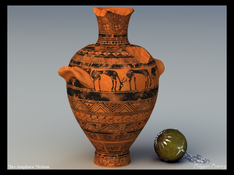Greek Late Geometric Animal Collection 12 Piece Pottery 3D Модель