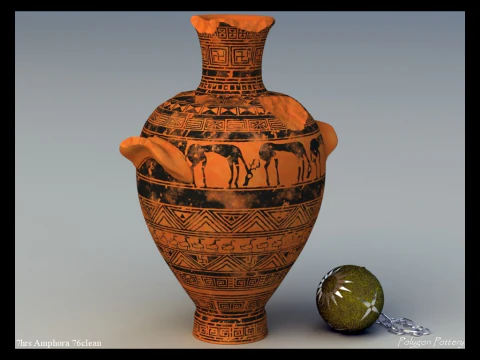 Greek Late Geometric Animal Collection 12 Piece Pottery 3D Model