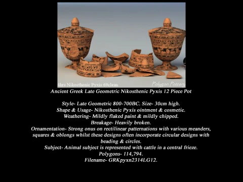 Greek Late Geometric Animal Collection 12 Piece Pottery 3D Model