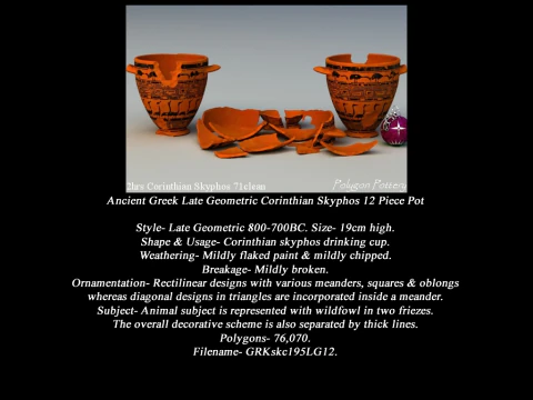 Greek Late Geometric Animal Collection 12 Piece Pottery 3D Model