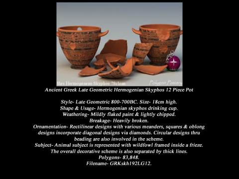 Greek Late Geometric Animal Collection 12 Piece Pottery 3D Модель