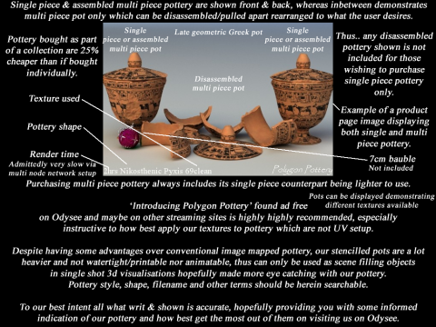 Greek Late Geometric Animal Collection 12 Piece Pottery 3D Модель