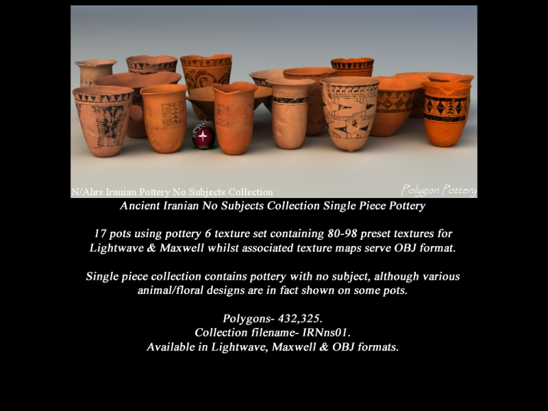 Iranian No Subjects Collection Single Piece Pottery Modèle 3D .c4d .max .obj .3ds .fbx .stl .blend