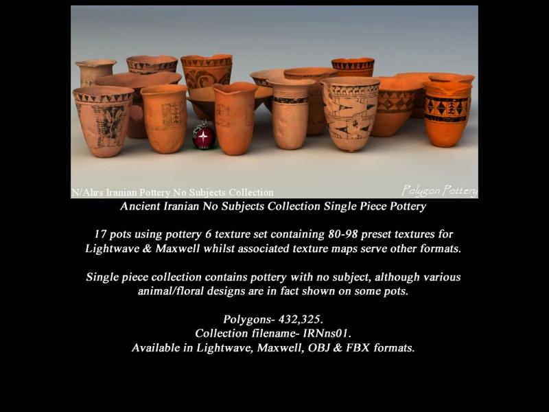 Koleksi Tembikar Satu Bagian Iran Tanpa Subjek Model 3D .c4d .max .obj .3ds .fbx .stl .blend 