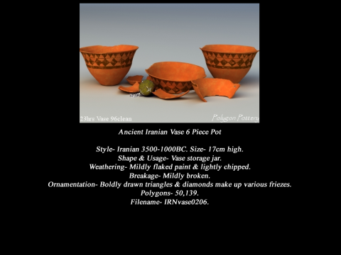 Iranian No Subjects Collection 6 Piece Pottery 3D Модель
