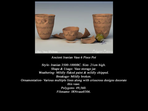 Iranian No Subjects Collection 6 Piece Pottery 3D Model