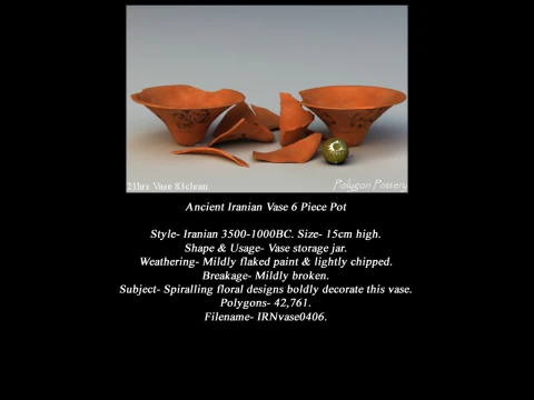 Iranian No Subjects Collection 6 Piece Pottery 3D Model