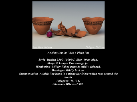 Iranian No Subjects Collection 6 Piece Pottery 3D Модель