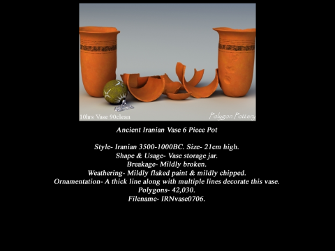 Iranian No Subjects Collection 6 Piece Pottery 3D Модель