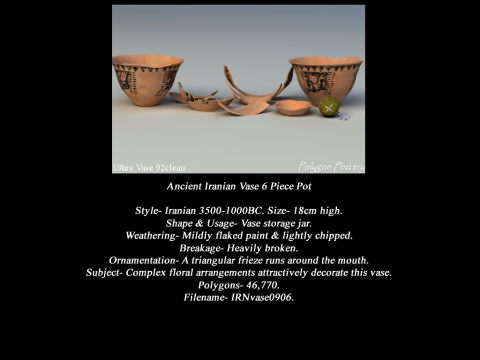 Iranian No Subjects Collection 6 Piece Pottery 3D Модель