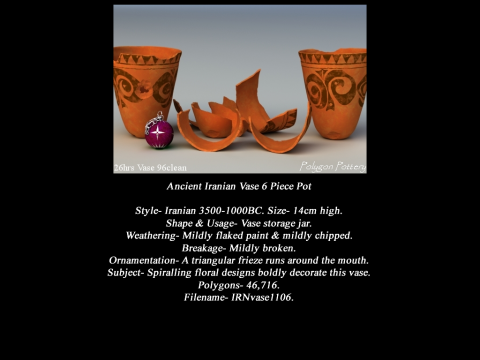 Iranian No Subjects Collection 6 Piece Pottery 3D Модель