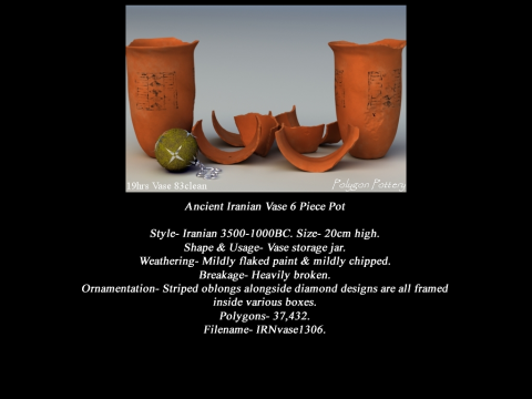 Iranian No Subjects Collection 6 Piece Pottery 3D Модель