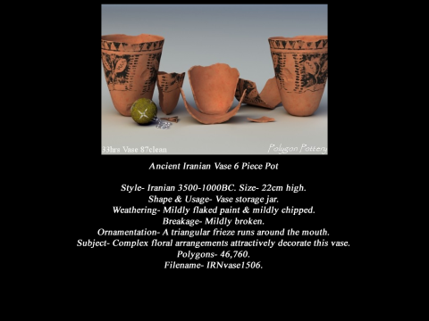 Iranian No Subjects Collection 6 Piece Pottery 3D Модель