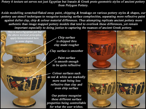 Iranian No Subjects Collection 6 Piece Pottery 3D Model