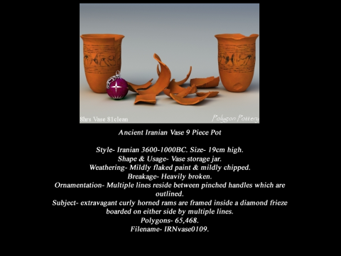 Iranian No Subjects Collection 9 Piece Pottery Model 3D