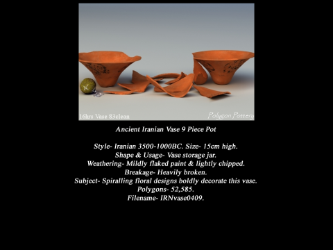Iranian No Subjects Collection 9 Piece Pottery Model 3D