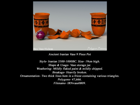 Iranian No Subjects Collection 9 Piece Pottery Model 3D