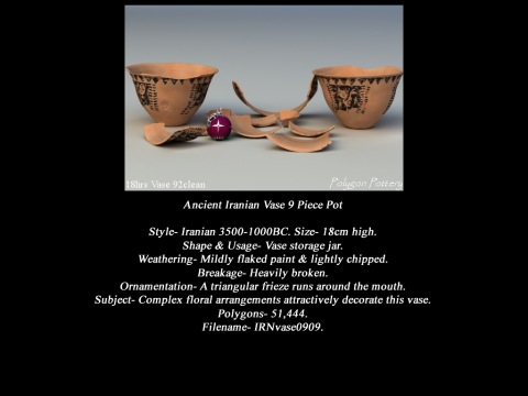 Iranian No Subjects Collection 9 Piece Pottery Model 3D