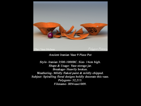 Iranian No Subjects Collection 9 Piece Pottery Model 3D