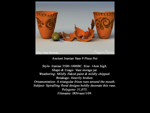 Iranian No Subjects Collection 9 Piece Pottery Model 3D