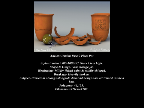 Iranian No Subjects Collection 9 Piece Pottery Model 3D