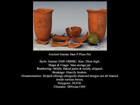 Iranian No Subjects Collection 9 Piece Pottery Model 3D
