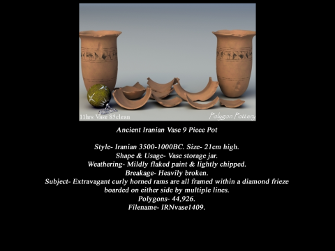 Iranian No Subjects Collection 9 Piece Pottery Model 3D