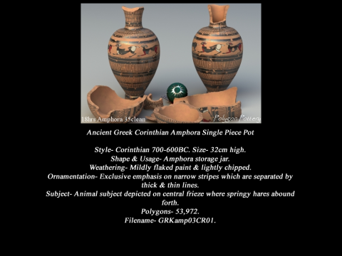 Greek Corinthian Various Subjects Collection Single Piece Pottery Model 3D