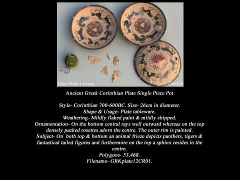 Greek Corinthian Various Subjects Collection Single Piece Pottery Model 3D