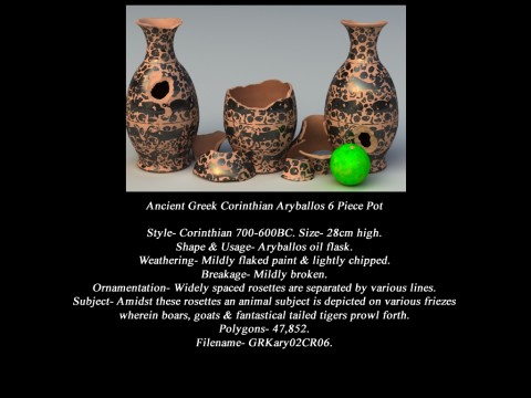 Greek Corinthian Various Subjects Collection 6 Piece Pottery Model 3D