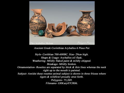 Greek Corinthian Various Subjects Collection 6 Piece Pottery Model 3D