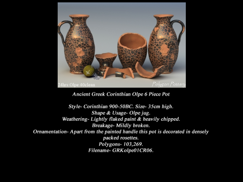 Greek Corinthian Various Subjects Collection 6 Piece Pottery Model 3D