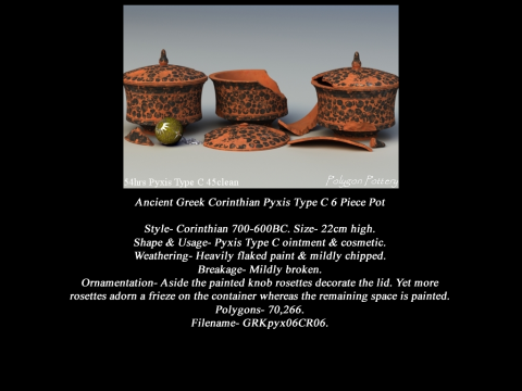 Greek Corinthian Various Subjects Collection 6 Piece Pottery Model 3D