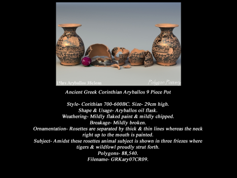 Greek Corinthian Various Subjects Collection 9 Piece Pottery 3D 模型
