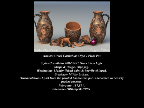 Greek Corinthian Various Subjects Collection 9 Piece Pottery 3D 模型
