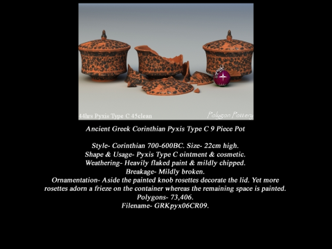 Greek Corinthian Various Subjects Collection 9 Piece Pottery 3D 模型