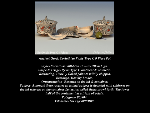 Greek Corinthian Various Subjects Collection 9 Piece Pottery 3D 模型